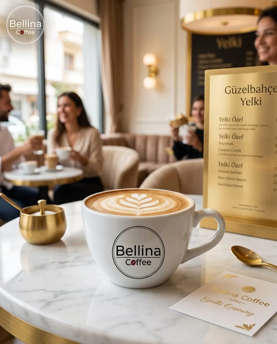 Bellina Coffee’nin Yelki şubesi için yayımladığı kahve ve iç mekân fotoğrafı